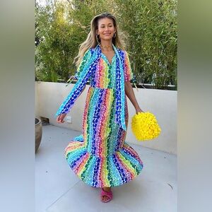 Never Fully Dressed Saskia Pebble Patsy Maxi Dress in Multicolor Size 6 NEW